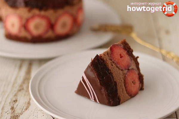 gâteau au chocolat et aux fraises
